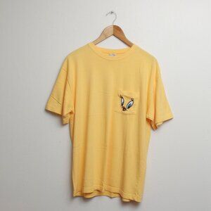 Vintage 90s Tweety Bird Shirt Adults Medium Yellow Warner Bros Pocket Tee